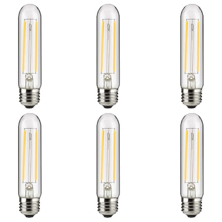 Sunlite LED 2W 25W Equiv E26 Base Dimmable 90 CRI Clear Edison T10/T30 Tubular Light Bulb 4000K, 6PK 41792-SU
